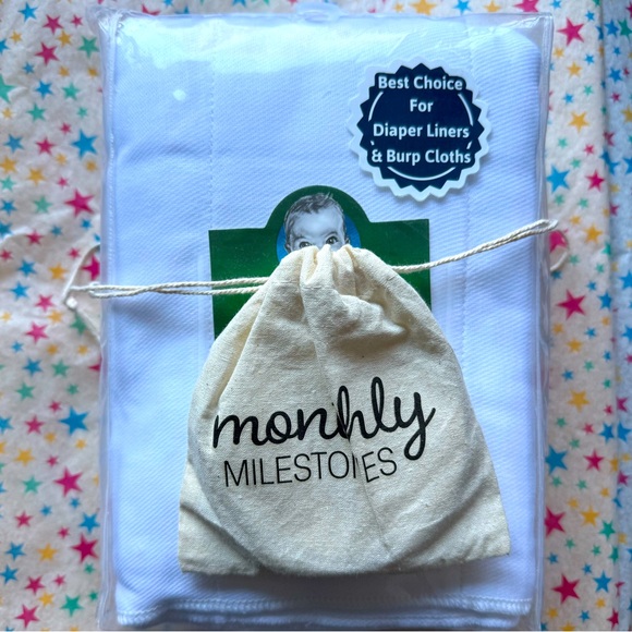 New Gerber diapers (great burp cloths) & 12 months of monthly milestone signs - Picture 3 of 6